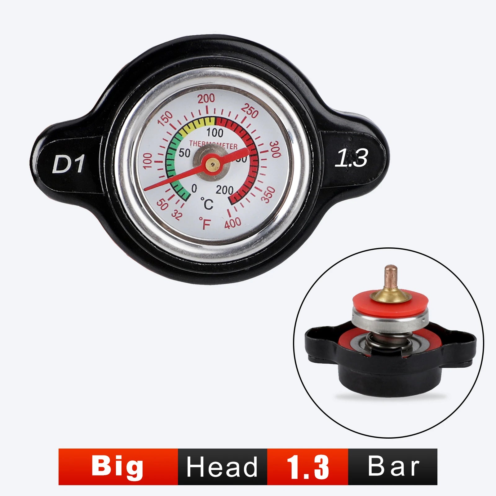 Bar High Pressure Radiator Cap 25.6Psi With Temperature Gauge For Honda Yamaha Kawasaki Suzuki Polaris Ranger Motorcycle ATV