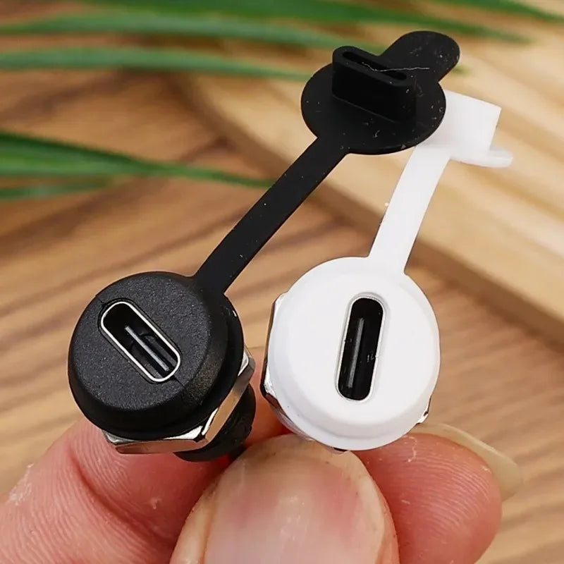 1/20pcs USB Type C Connector Type-C Waterproof with Nut Locking Plate Female TPC Waterproof High Current Fast Charging Jack Port