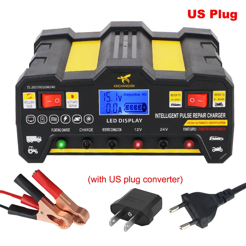 24V/12V 220W Car Battery Chargers Truck Battery Maintance Intelligent Pulse Repair For Lead Acid Battery Storage Cell Chargers