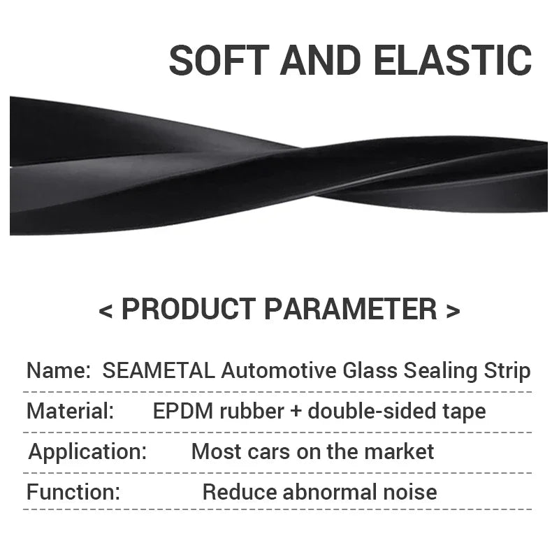 SEAMETAL Car Window Seal Strip V Shape Car Side Window Sealing Strip Rubber Seal Filler Noise Insulation Weatherstrip Sealant