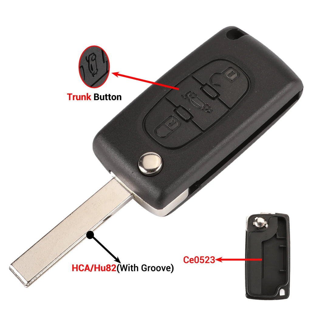 jingyuqin Car Key Case Shell For Peugeot 307 407 308 607 For Citroen C2 C3 C4 C5 C6 C8 XSARA PICA CE523 HU83 CE536 VA2