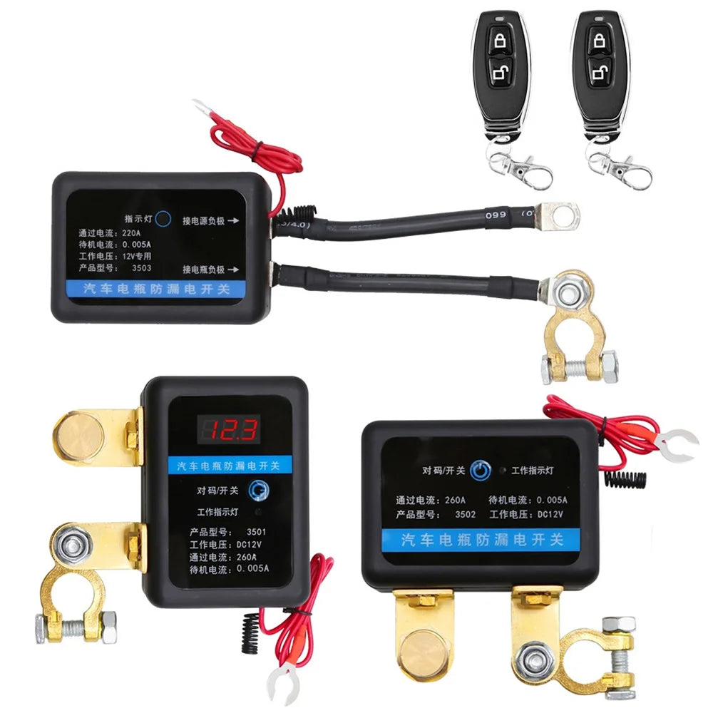 DC 12V Automatic Power Shut Off Switch Disconnect Switch 260A Remote Battery Cut Off Switch for Car SUV for Car Truck SUV