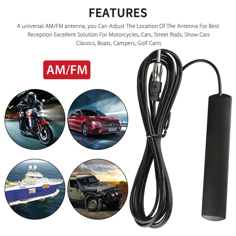 QXNY Car Radio FM Antenna Universal Auto Length Signal Amp Amplifier Marine Car Vehicle Boat RV Signal Enhance Device