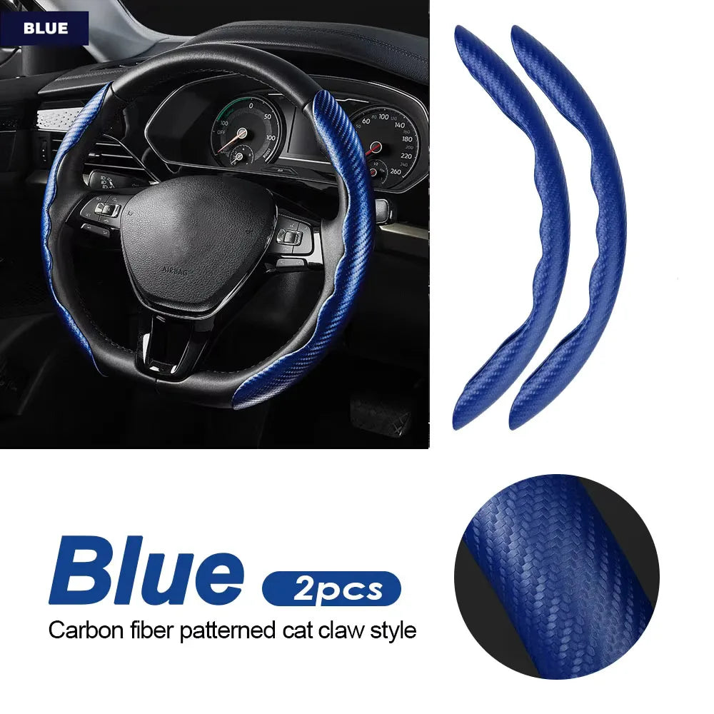 Car Universal 38cm Carbon Fiber Car Steering Wheel Cover Non-slip Card Cover Auto Steering Wheel Handle Booster Protective Cover