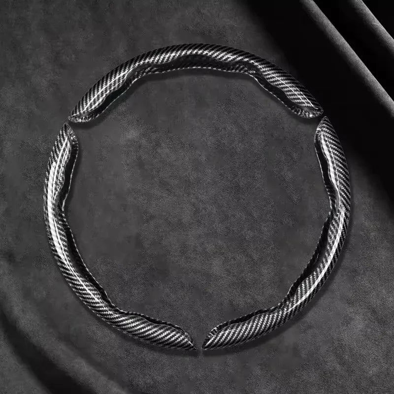 Car Universal 38cm Carbon Fiber Car Steering Wheel Cover Non-slip Card Cover Auto Steering Wheel Handle Booster Protective Cover