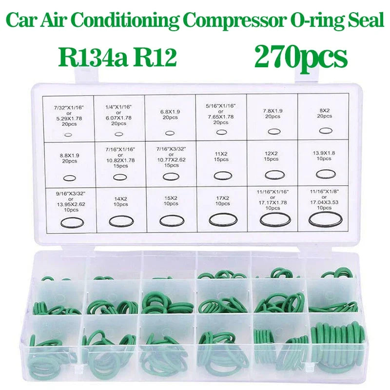 O Ring Set Seal Kit R134a R12  HNBR Rubber O-Rings Assortment For Car Automotive Air Conditioner A/C System Repair Tool