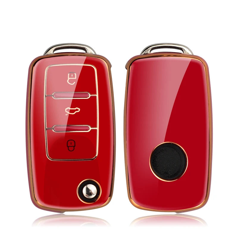 TPU Car Flip Key Case Cover Shell Fob For Volkswagen VW Polo Golf Passat Tiguan Beetle Caddy Eos Skoda Octavia Seat Leon Altea