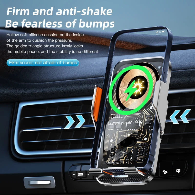 Universal Car Wireless Charging Mobile Phone Holder Air Outlet Mount Transparent Vehicle Navigation Bracket for Smartphones