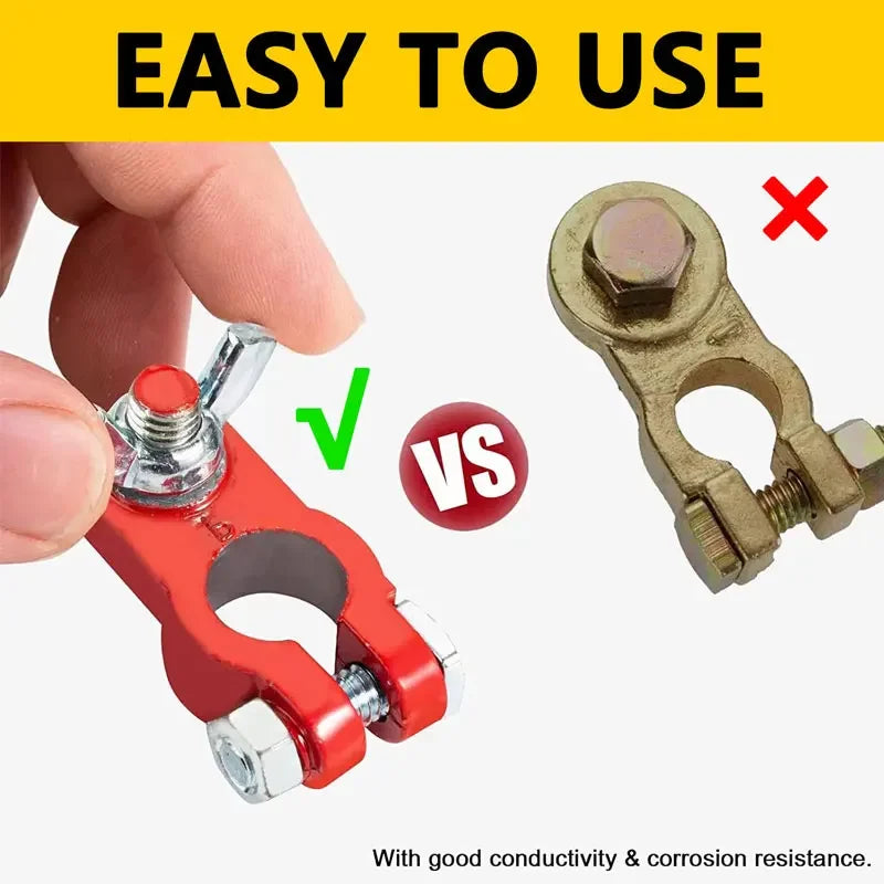 2Pcs Car Battery Terminal Cables Connectors Car Bornes Main Cable Top Post Clamp12V 24V Terminal Screw Connection for Car Truck