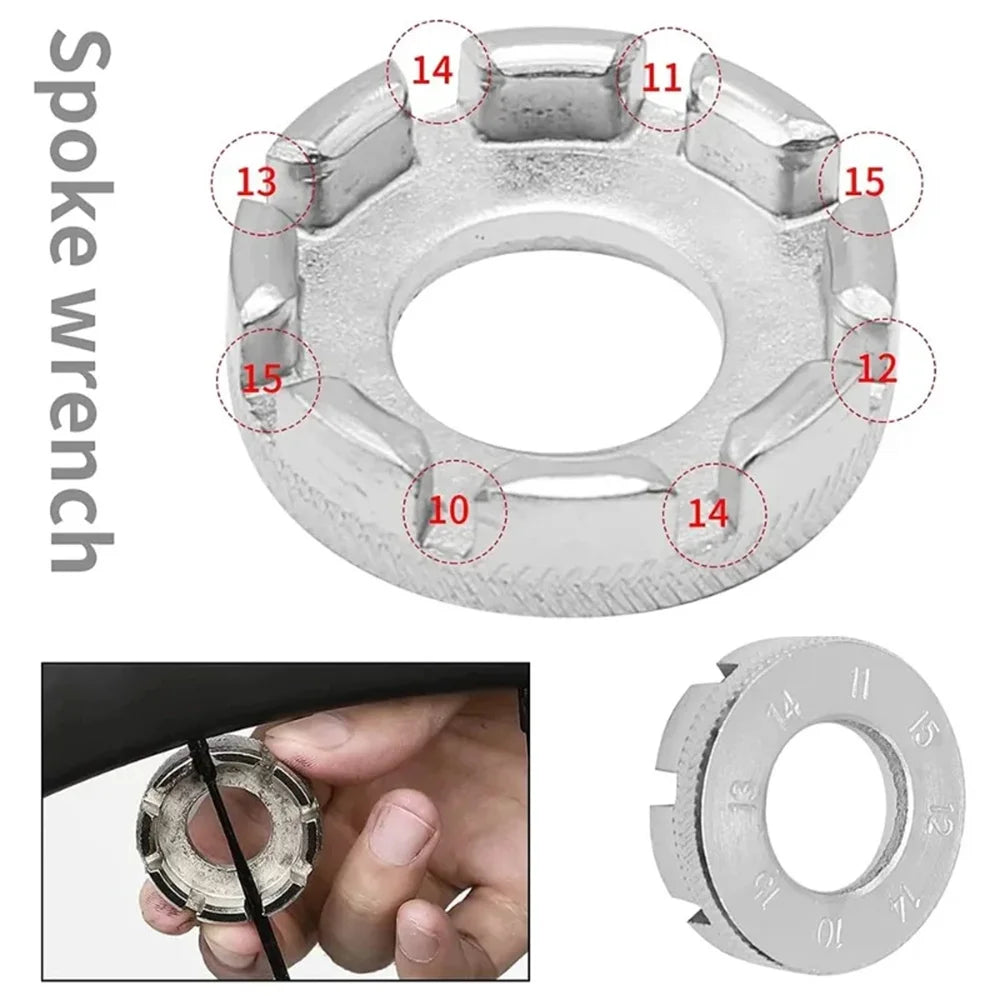 Bikersay Bike Wheel Rim Wrench Mini Adjuster Spanner 8 Way Groove Bicycle Spoke Tension Wrench Bike Demolition Axis Repair Tools