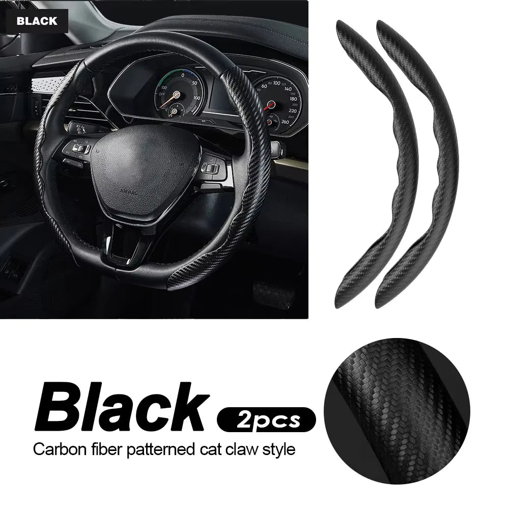 Car Universal 38cm Carbon Fiber Car Steering Wheel Cover Non-slip Card Cover Auto Steering Wheel Handle Booster Protective Cover