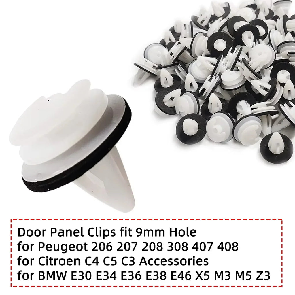 Bulk Pack 20/50/100pcs Automotive Door Panel Clips Rivets with Sealing Rings Bumper Fasteners for Car Panel Installation