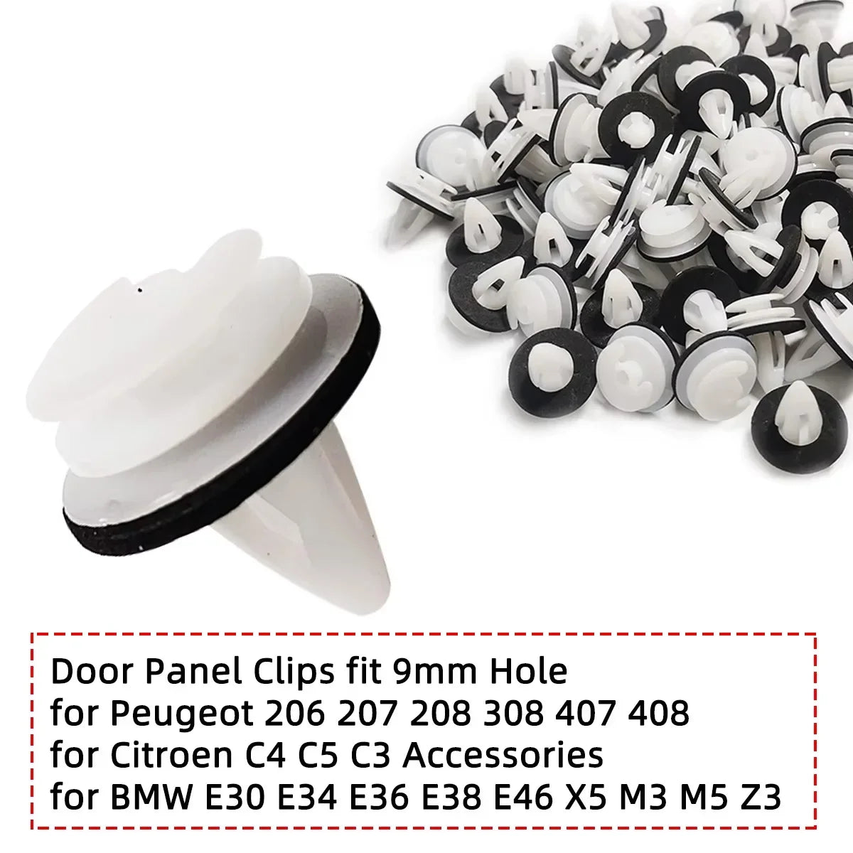 Bulk Pack 20/50/100pcs Automotive Door Panel Clips Rivets with Sealing Rings Bumper Fasteners for Car Panel Installation