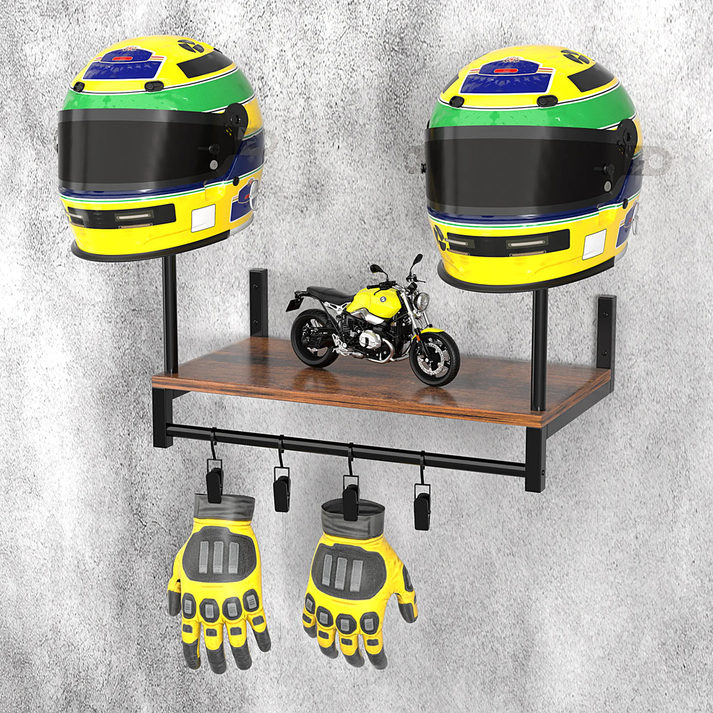 Wooden Motorcycle Helmet Wall Mount With Hooks Multipurpose Shelf Jacket Holders Kitchen Cabinet Shelf Helmet Display Stand