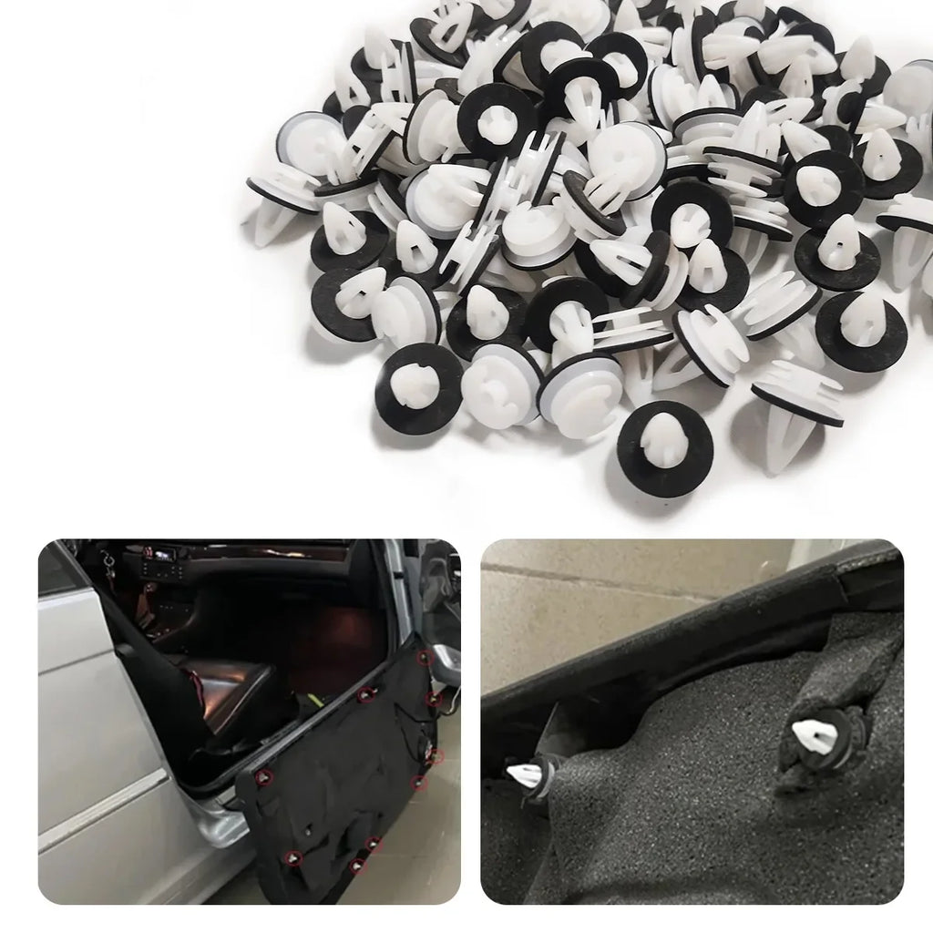 Bulk Pack 20/50/100pcs Automotive Door Panel Clips Rivets with Sealing Rings Bumper Fasteners for Car Panel Installation
