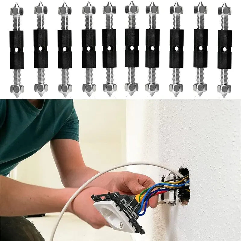 10 Pcs Wall Switch Socket Cassette Repairer Adjustable Cassette Screws Support Rod with Wrench Electrical Accessories