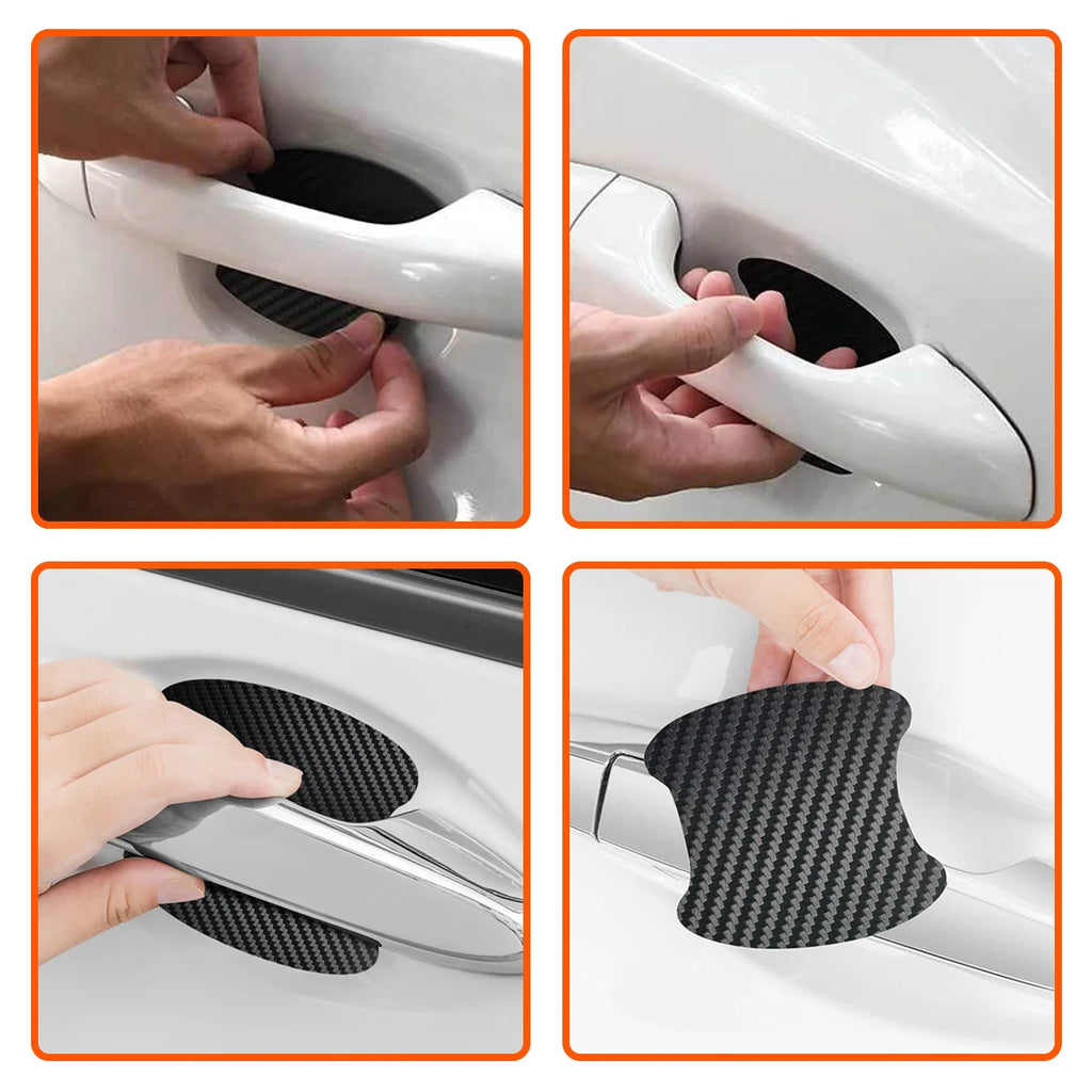 YONGRUN 4PCS Car Door Handle Scratch Resistant Sticker Carbon Fiber Texture Sticker Waterproof Protection Sticker Multi-Color