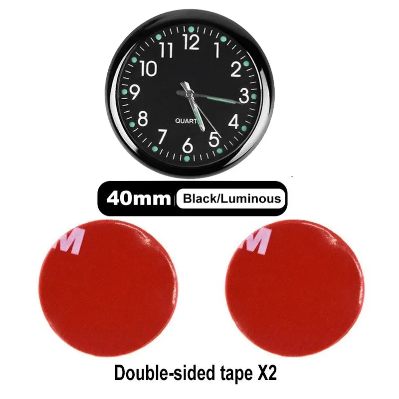 Mini Luminous Car Clock Automobiles Internal Stick-On Watch Mechanics Quartz Clocks Auto Ornament 40/43mm Mini Digital Clock