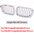 Single Slat Grill Kidney Carbon Chrome Grille For 3 Series E46 2-Door 1998-2002 Pre-Facelift & 2000-2007 E46 M3 Coupe Cabriolet