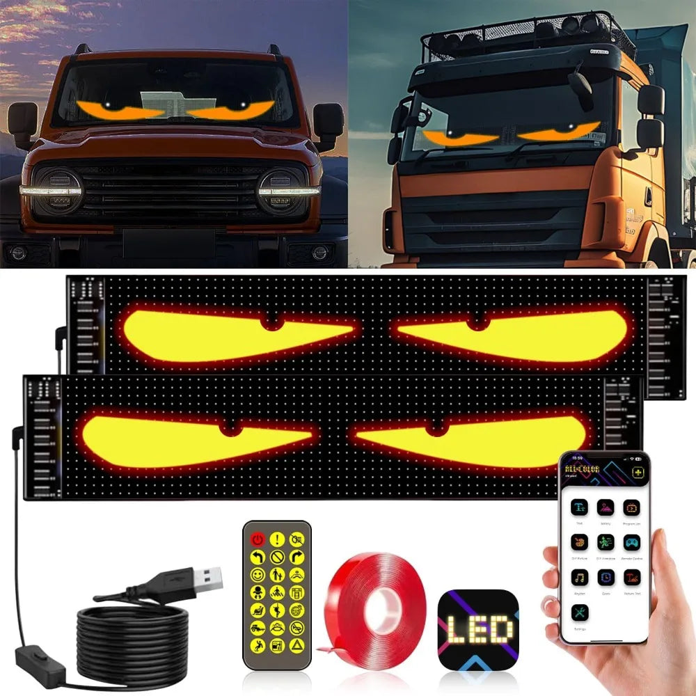 Car Flexible LED Display Soft Screen Devil Eyes Light Programmable Matrix Pixel Panel DIY Pattern Text Animation Display for Car