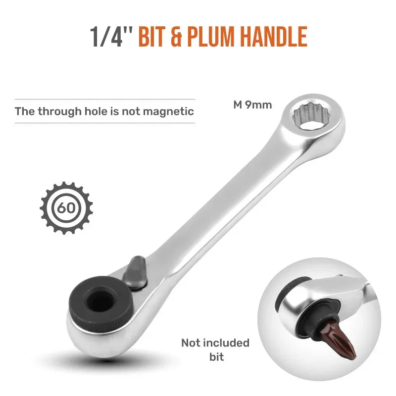 Mini treble 1/4 Ratchet Wrench Double Ended Quick Socket Ratchet Wrench Screwdriver Hex Torque Wrenches Set Spanner