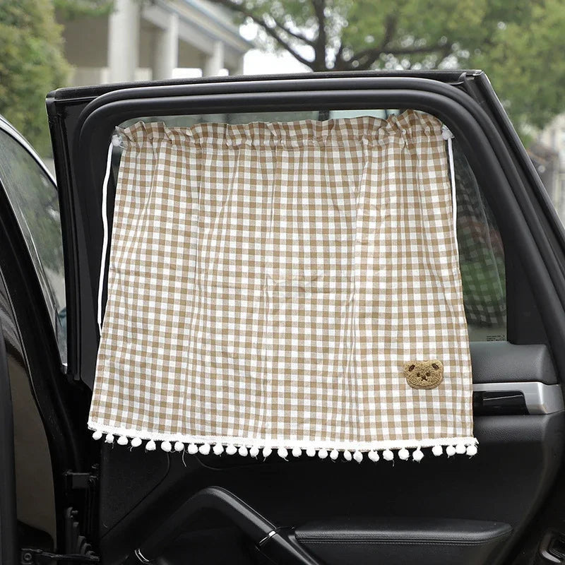 1pc Universal Car Sun Shade Curtains Cute Cartoon Bear Car Styling Rear Side Window Windshield Sunshade Protect Window Curtains
