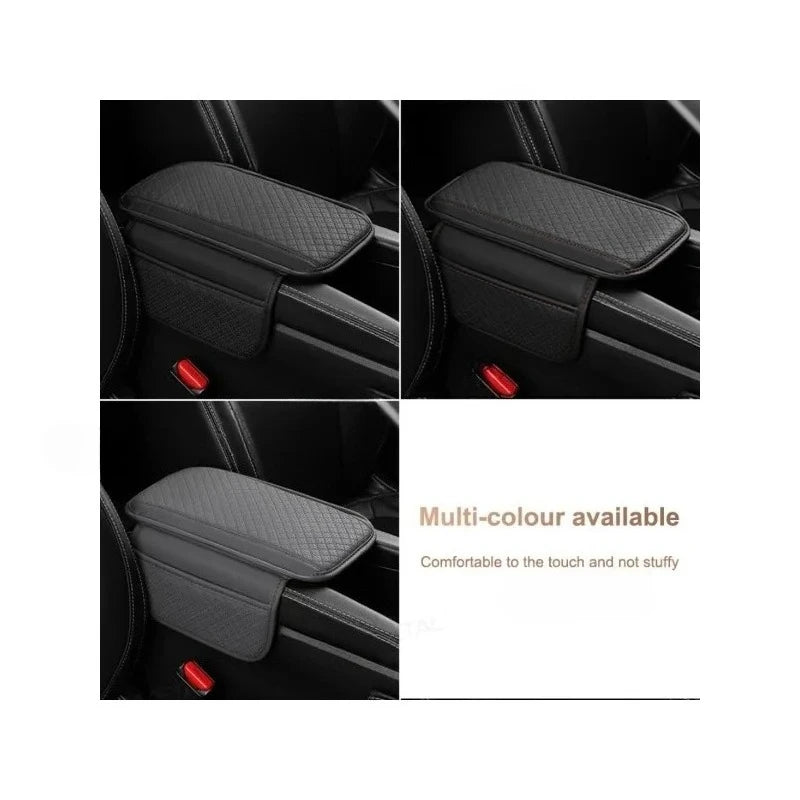 Leather Car Armrest Box Pad Memory Foam Center Console Arm Rest Protector Cover with Storage Pocket Elbow Rest Cushion