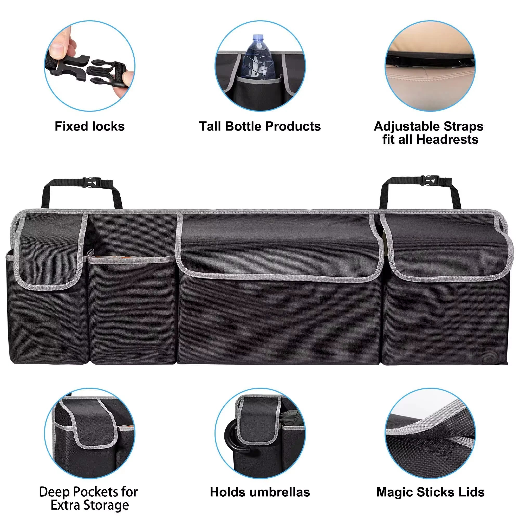 High Capacity Car Trunk Organizer Oxford Backseat Storage Bag Multi-use Automobile Interior Seat Back Organizers