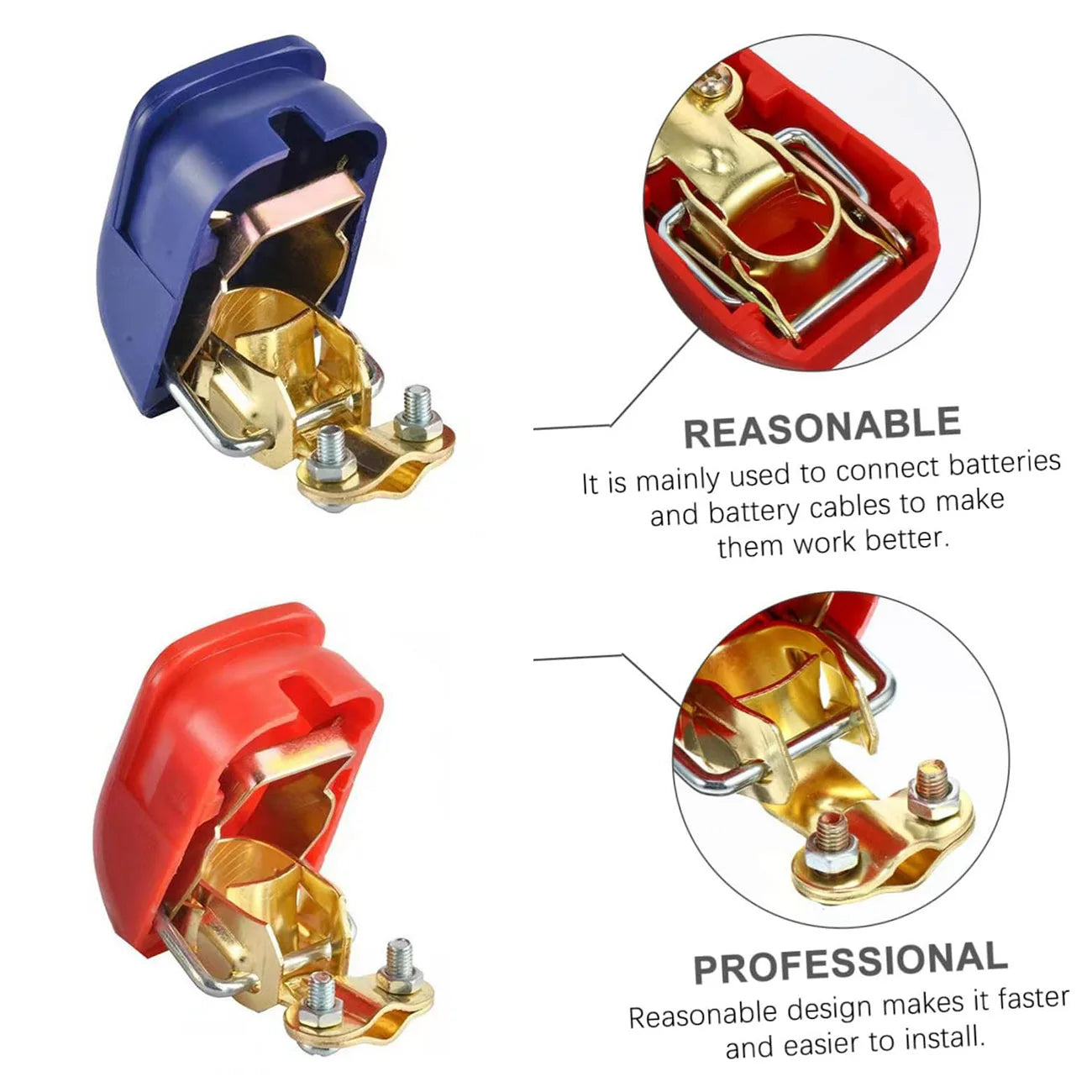 Car Battery Terminals Top Post Auto Connector Clamps Positive & Negative Electrode 1Pair Car Accessories Quick Release Lift Off