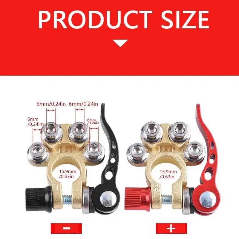 1 Pair/2 Pieces 12V 24V Car Battery Terminals Quick Disconnect Car Wiring Harness Connector Wire Cable Cut-Off Connector Car Accessories