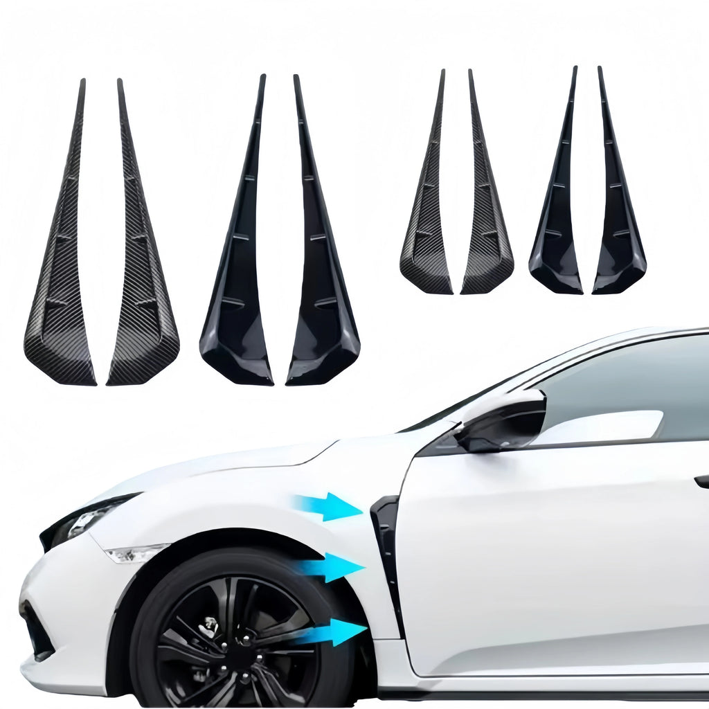 2pc Car Side Fender Vent Sticker Pair Universal ABS Plastic Wing Trim Black Exterior Decoration for Auto Motorcycle Easy Install