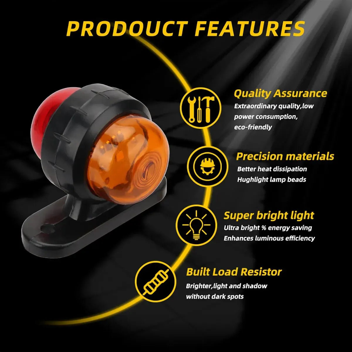 2PCS Truck Side Light Width Light Dual Color 12 24V Universal For Truck Warning Light Safety Light Indicator Lamp Car Signal LED