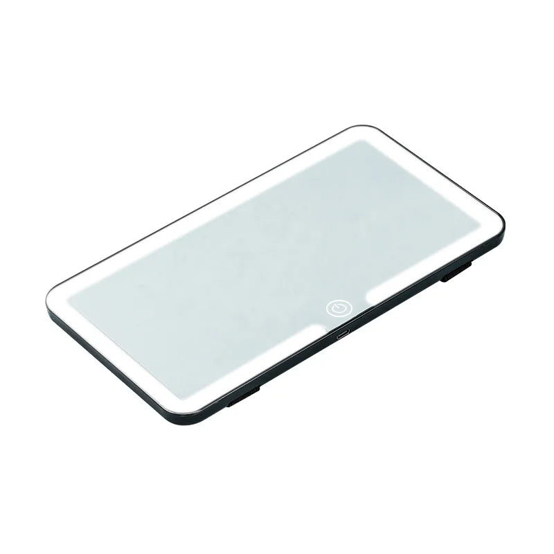 Car Interior Mirrors Sun Visor Plate LED HD Makeup Mirror for Girls Women Rechargeable Fill Light Universal Thin Vanity Mirror