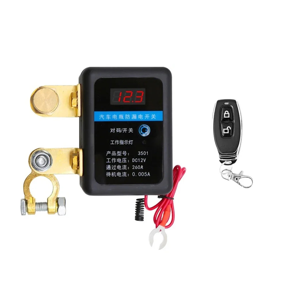 DC 12V Automatic Power Shut Off Switch Disconnect Switch 260A Remote Battery Cut Off Switch for Car SUV for Car Truck SUV