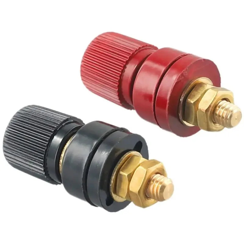 2Pcs Black /red New 6mm Brass Stud Premium Remote Battery Power Junction Post Connector Terminal Kit Automotive Connectors