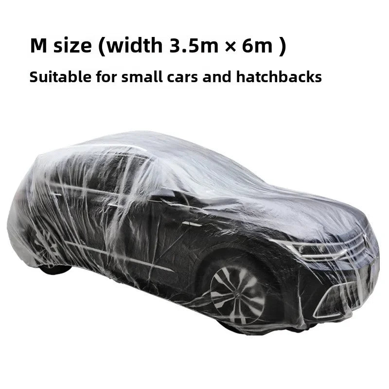 Disposable Transparent Car Cover Universal PEVA Dustproof Scratch Free Auto Protector for Indoor Use Vehicle Exterior Protection