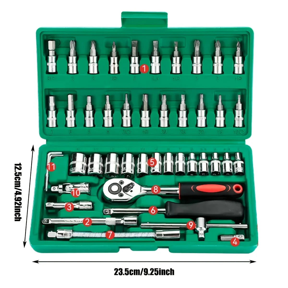 2025 New 46-piece Auto Repair Combination Ratchet Wrench Auto Maintenance Vehicle-mounted Socket Repair Set Tool Box