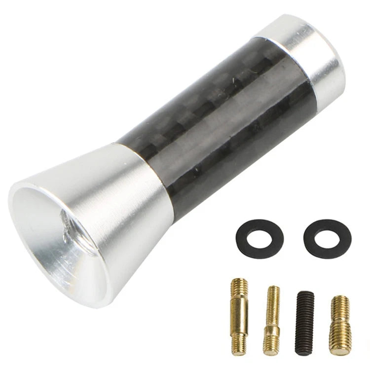 3.5cm/8cm/12cm Universal Car Short Radio Antenna Carbon Fiber Black Car Roof Antenna Radio Aerial FM/AM Metal Receiving Antennas