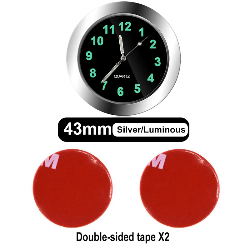 Mini Luminous Car Clock Automobiles Internal Stick-On Watch Mechanics Quartz Clocks Auto Ornament 40/43mm Mini Digital Clock