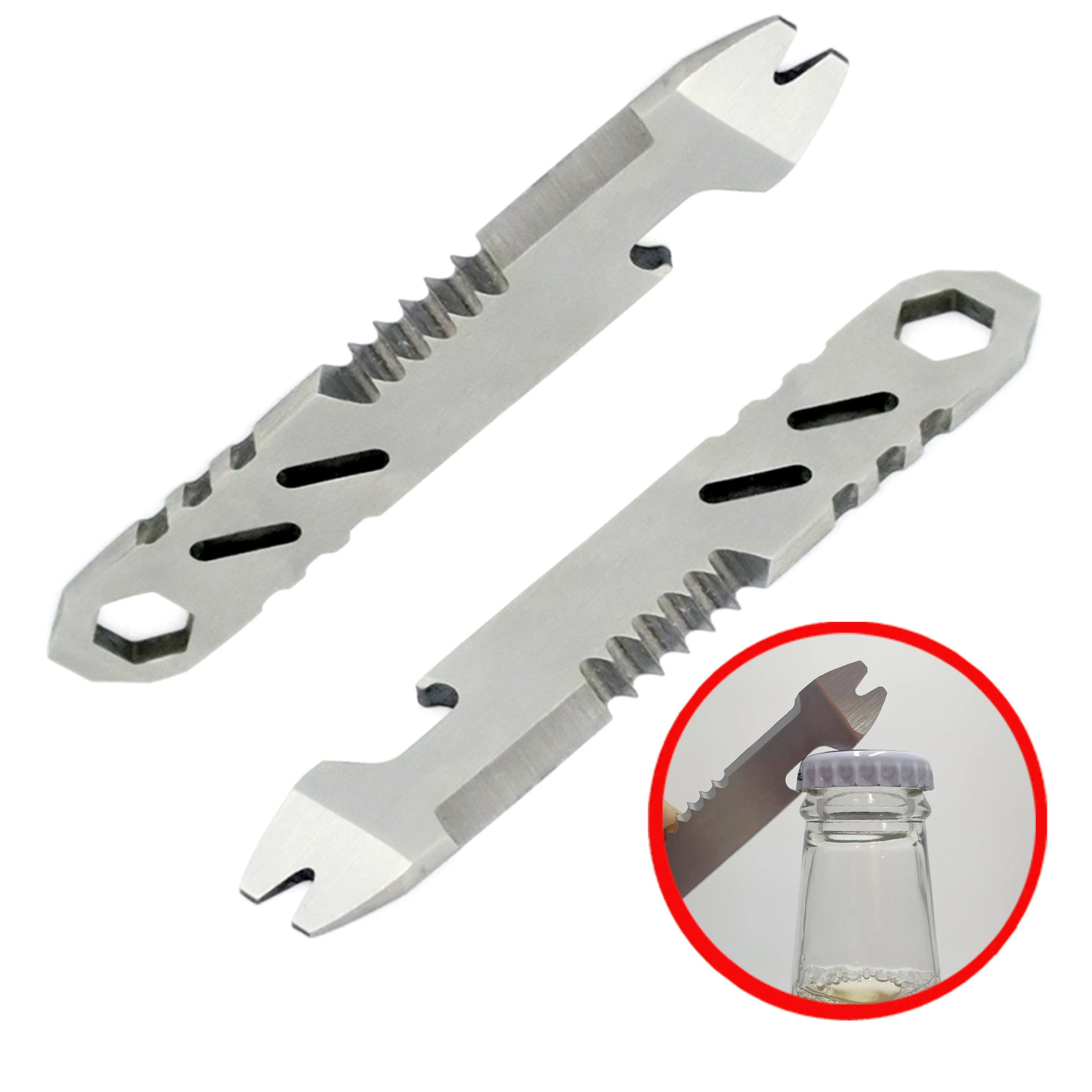 Mini stainless steel crowbar, multi-function Allen wrench, Bottle opener , portable outdoor camping Edc tool