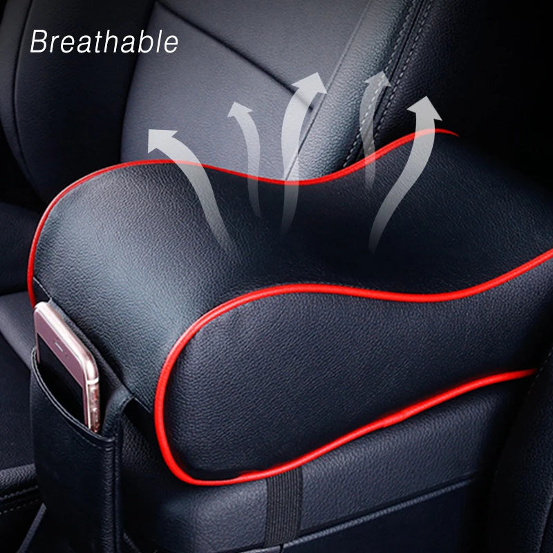 Car Armrest Pad Leather Auto Central Console Protection Cushion Thicken Memory Foam Auto Armrests Storage Box with Pocket