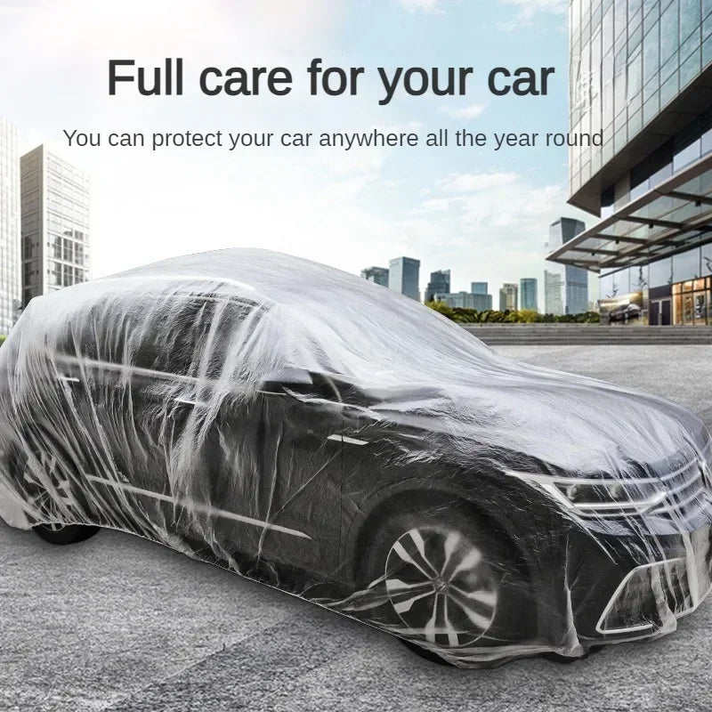 Disposable Transparent Car Cover Universal PEVA Dustproof Scratch Free Auto Protector for Indoor Use Vehicle Exterior Protection