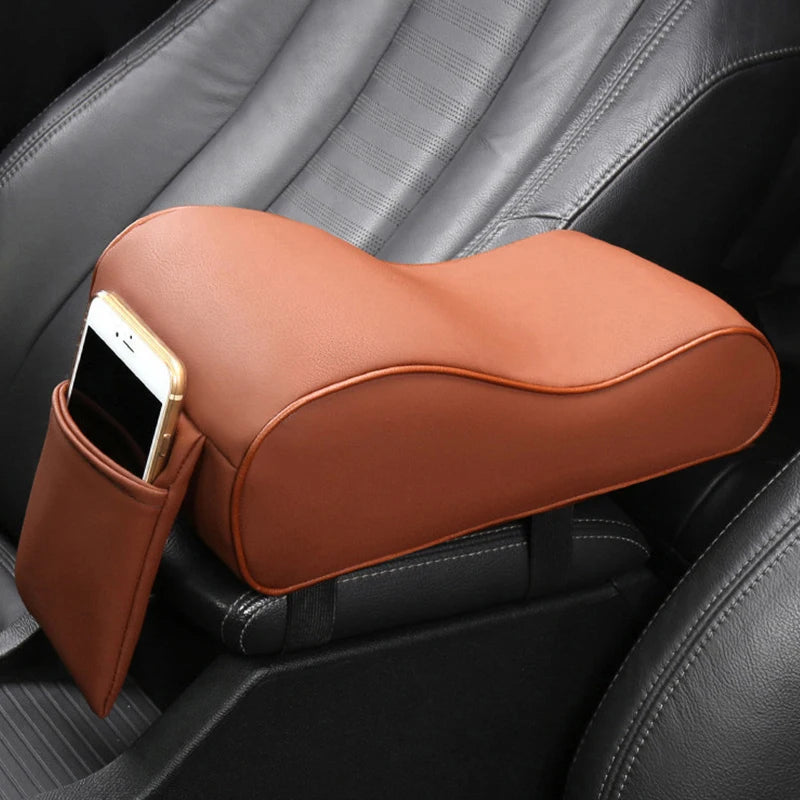 Car Armrest Pad Leather Auto Central Console Protection Cushion Thicken Memory Foam Auto Armrests Storage Box with Pocket