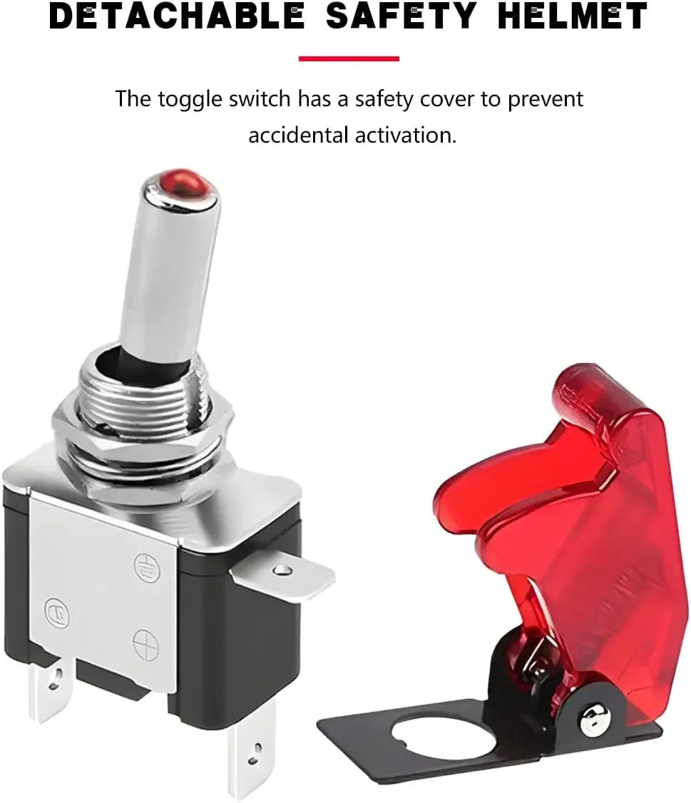 1PCS 12V 20A Toggle Switch LED Switch Car Auto Cover LED Light With Protective Cover SPST Toggle Rocker Switch Control On/Off