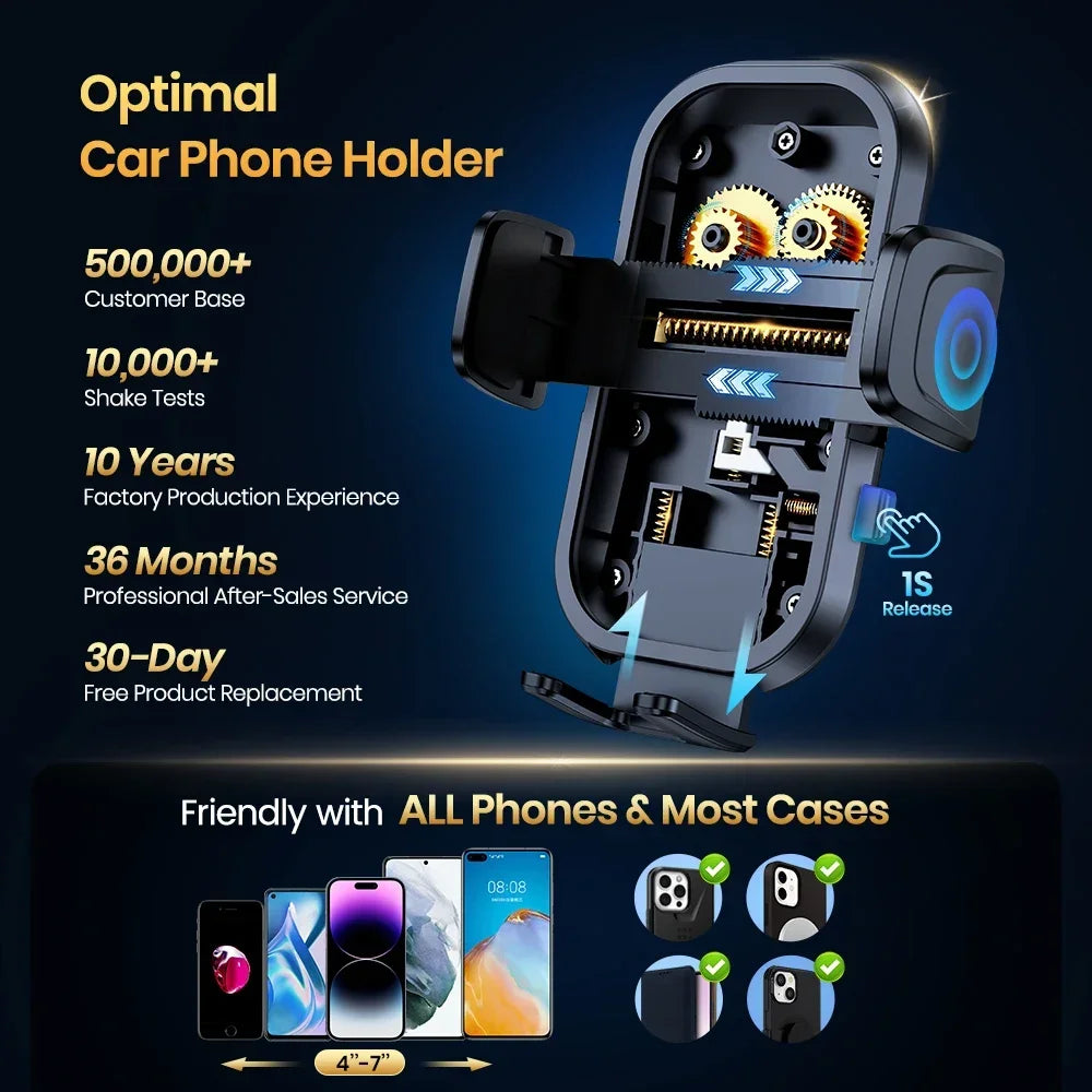 TOPK Upgraded Metal Hook Car Phone Holder Phone Holder Car Air Vent Automobile Cell Phone Mount Stand For All Smartphones