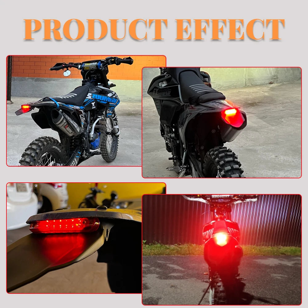 Motorcycle Tail Light For Enduro Off-Road Bike For Kawasaki Honda brake Lamp Motorcycles Rear Fender License Plate Bracket