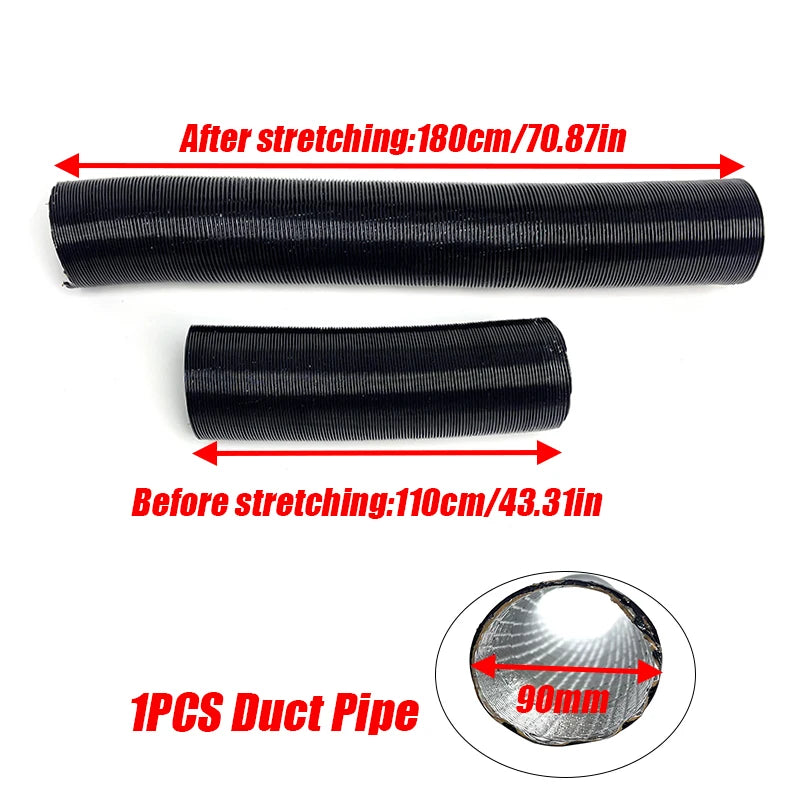 25/42/60/75/90mm Diameter 60-200cm Lenght  Air Diesel Parking Heater Duct Pipe Tube Hose For Webasto Eberspacher Car Camper