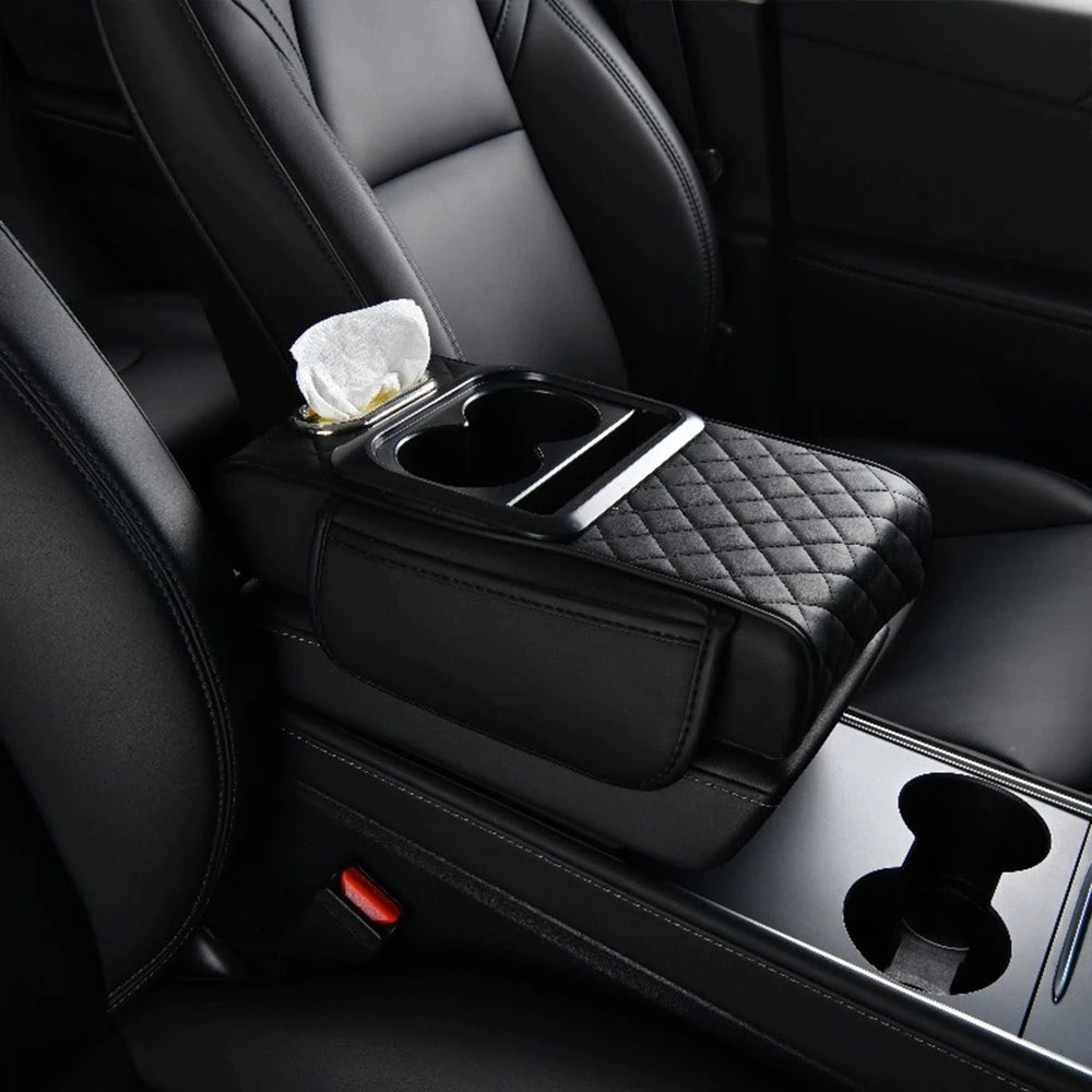 1PC Car armrest box pad, height pad, beverage cup holder, multifunctional storage, universal central armrest pillowcase