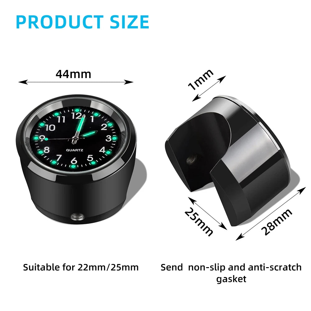 Motorcycle Bike Handlebar Mount  Clock  Waterproof Chrome Moto Accessories