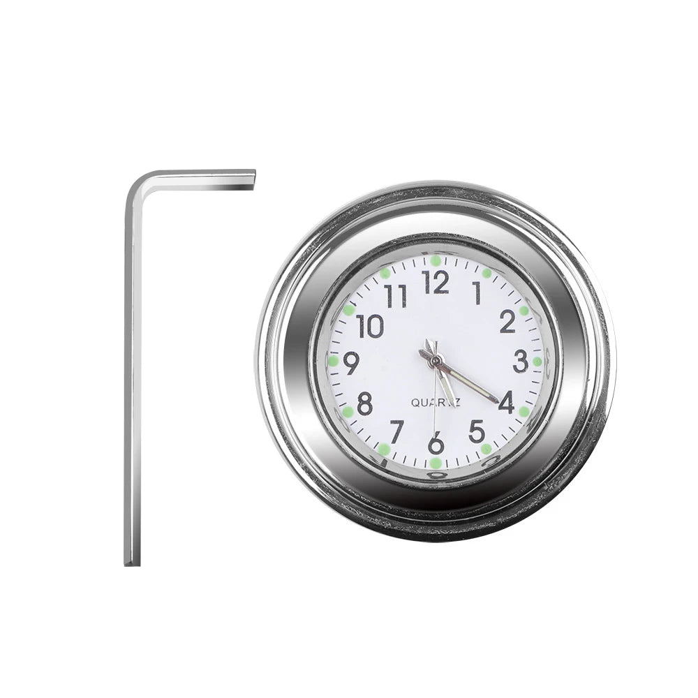 Universal 7/8 Waterproof Chrome Motorcycle Bike Handlebar Mount Quartz Clock Watch Aluminum Luminous Clock Moto Accessories